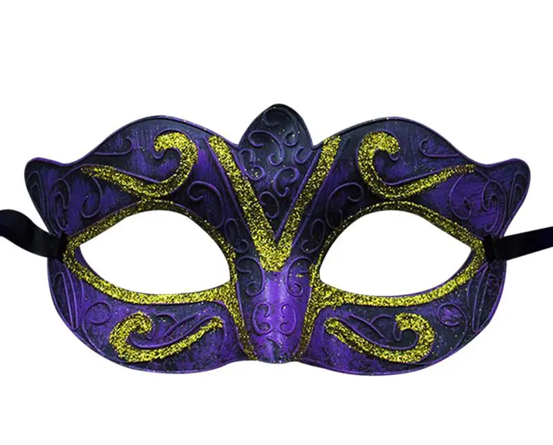 

New Unisex Vintage Venice Halloween Costume Masquerade Masks Half Face Mask Purple And Golden Promotion