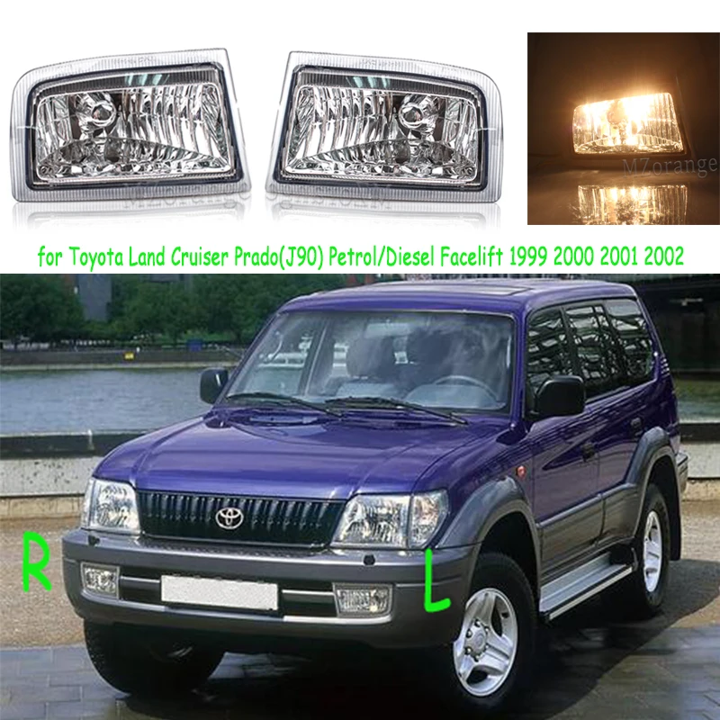 Для Toyota Land Cruiser Prado(J90) бензин/дизель Facelift 1999 2000 2001 2002 переднего бампера противотуманные фары Противотуманные фары галогенная лампа