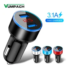 Chargeur de voiture double USB 3.1A avec affichage LED, pour Xiaomi Samsung S8 iPhone 6 6s 7 8 Plus Huawei