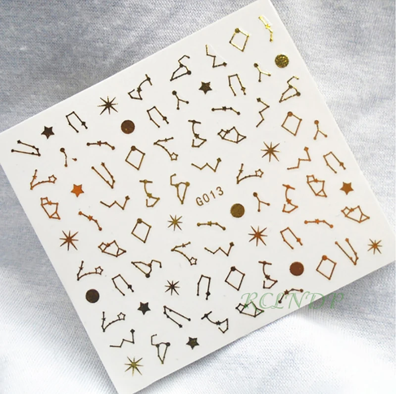 3D etiqueta engomada del clavo todos decoración estrella sol de oro arte en las uñas lápiz deslizadores adhesivo consejos manicura secreto de herramientas