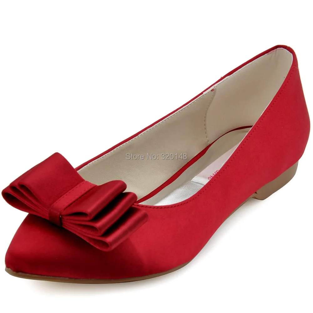 New Women Shoes FC1406 Pointed Toe Bow Comfortable Satin Flat Shoes