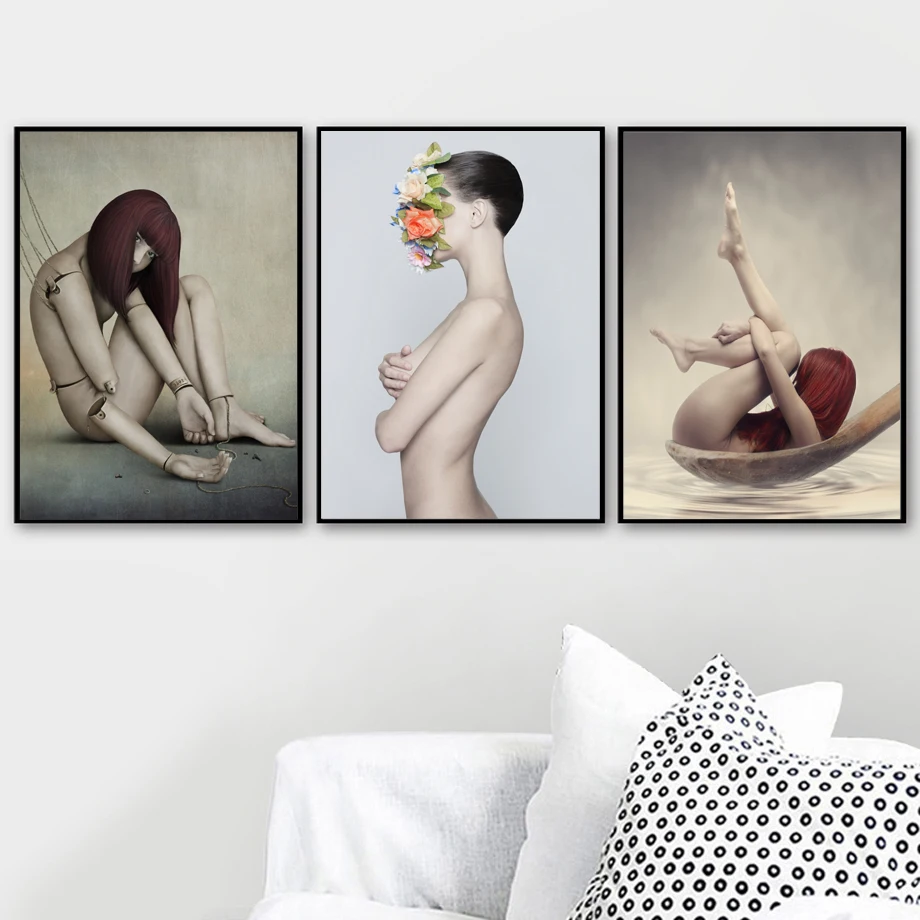 

Surrealism Sexy Women Nude Naked Girl Nordic Posters And Print Wall Art Canvas Painting Wall Pictures For Living Room Home Decor