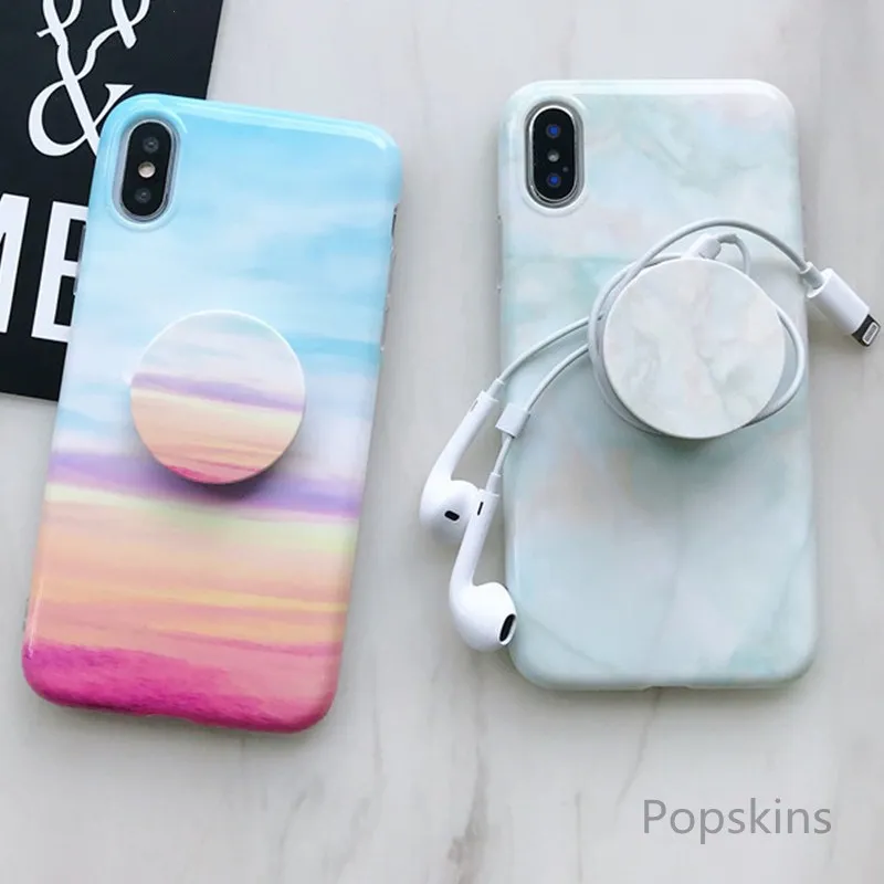 Marble Painted Soft TPU Silicone Phone Case For iPhone X 8 7 6 6S Stand Holder Plus Coque Back Cover |