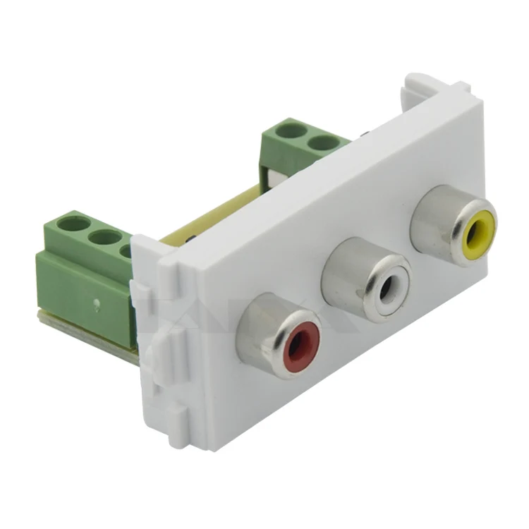 

3 RCA AV connector wall plate with back side screw connection