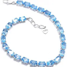 Браслет-цепочка с голубым топазом,, настоящий натуральный голубой топаз, серебро 925 пробы, хорошее ювелирное изделие 0.6ct* 24 шт, драгоценные камни# XY18092601