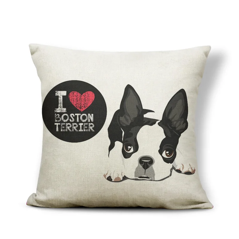 Чехлы для подушек с милым бультерьером биглом, Boston Terrier, боксерская собака, наволочки для подушек, бульдог, кошка, чихуахуа, доберман, домашний декор 43 см