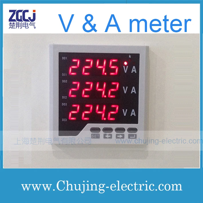 Напряжения 3 фазы и ampre метр V A отображаемое напряжение и амперметр переменного тока многофункциональный измеритель мощности