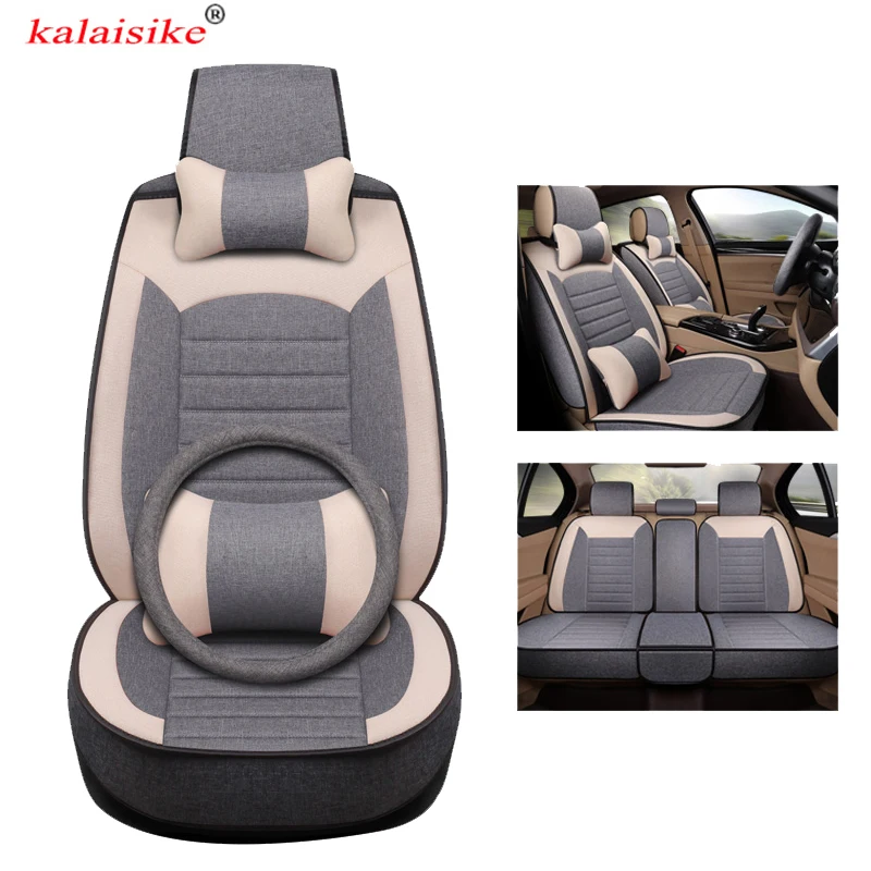 Kalaisike универсальные льняные автомобильные чехлы для Kia cerato spectra sorento picanto ceed sportage rio