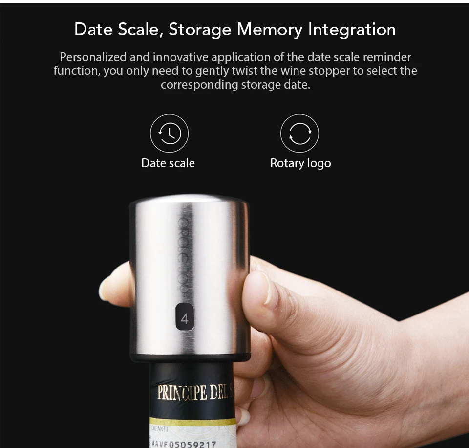 Xiaomi Youpin Circle Joy Wine Bottle Stopper with Vacuum Memory Function Food-grade Stainless Steel (4)