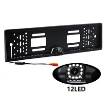 2017 Nueva Llegada 170 European Car License Plate Frame Auto Reverse de Visión trasera de Copia de seguridad CCD de la Visión Nocturna de La Cámara 12 LED Universal