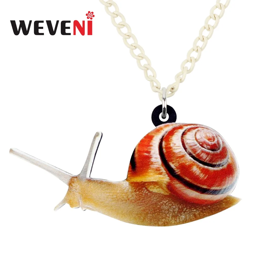 

WEVENI Acrylic Anime Snail Necklace Pendant Collar Chain Trendy Anime Animal Jewelry For Women Girls 2018 Gift Wholesale