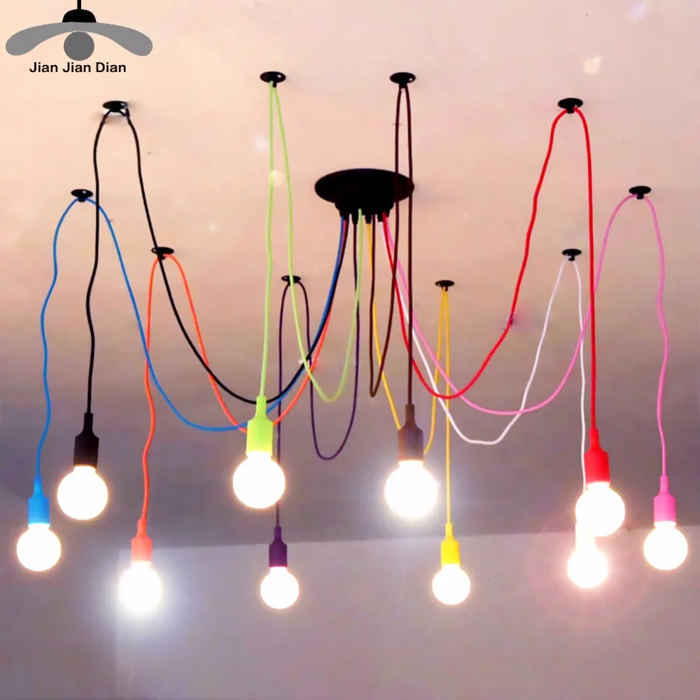 

JJD Modern Colorful Pendant Lights Indoor Decoration Lamp silica gel 4/6/8/10/12 Heads Dining Room Living Room Pendant Lamp