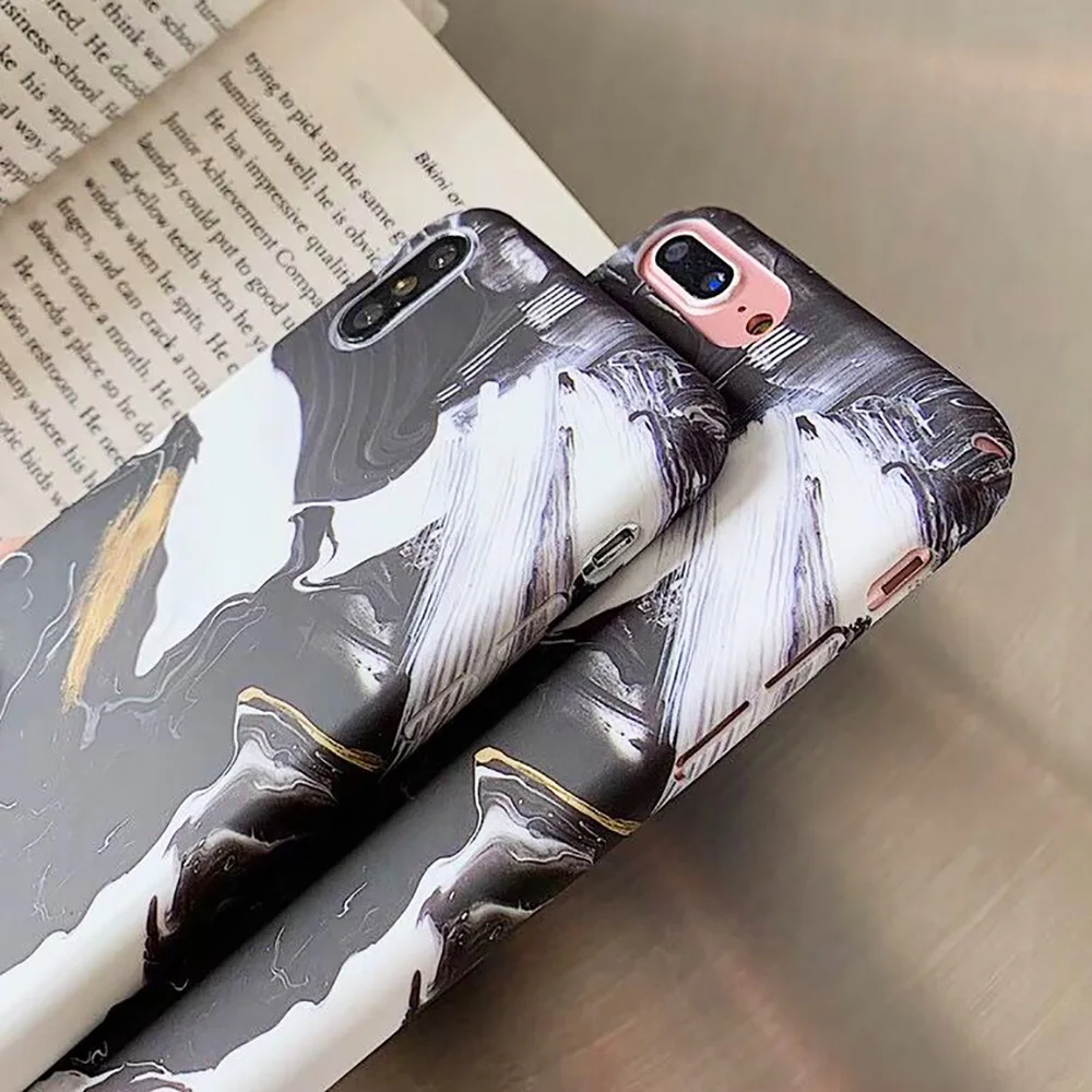 KIPX1093_8_JONSNOW Marble Pattern Phone Case for iPhone XS XR XS Max 7 8 Plus 6S 6 Plus Case Fashion All-inclusive PC Hard Back Cover Capa Fundas