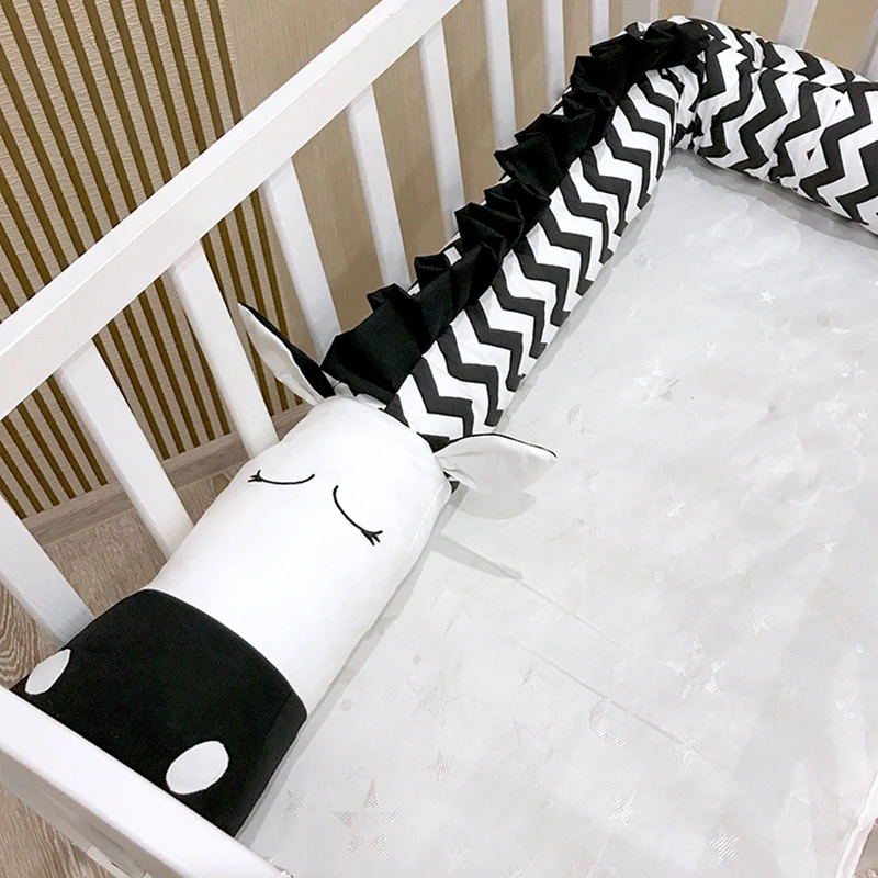 Детская кроватка бампер Защита для кроватки 3D голова героя мультфильма Защита бампера Детские подушки бампер Защита для кроватки черно-белая зебра