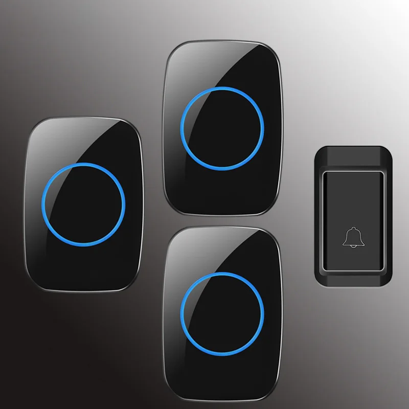 

110-240V Self Powered Wireless Doorbell 120M Remote Control Waterproof Smart Doorbell 1V2 Home Doorbell Customizable Plug
