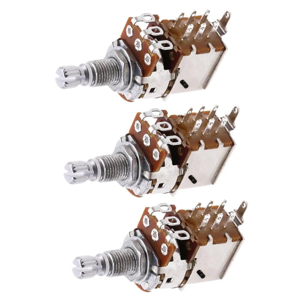 3Pcs A500K Push Pull Control Pot Potentiometer Volume Tone Switch for Electric Guitar Bass Replacing & Adjusting Volume Controls