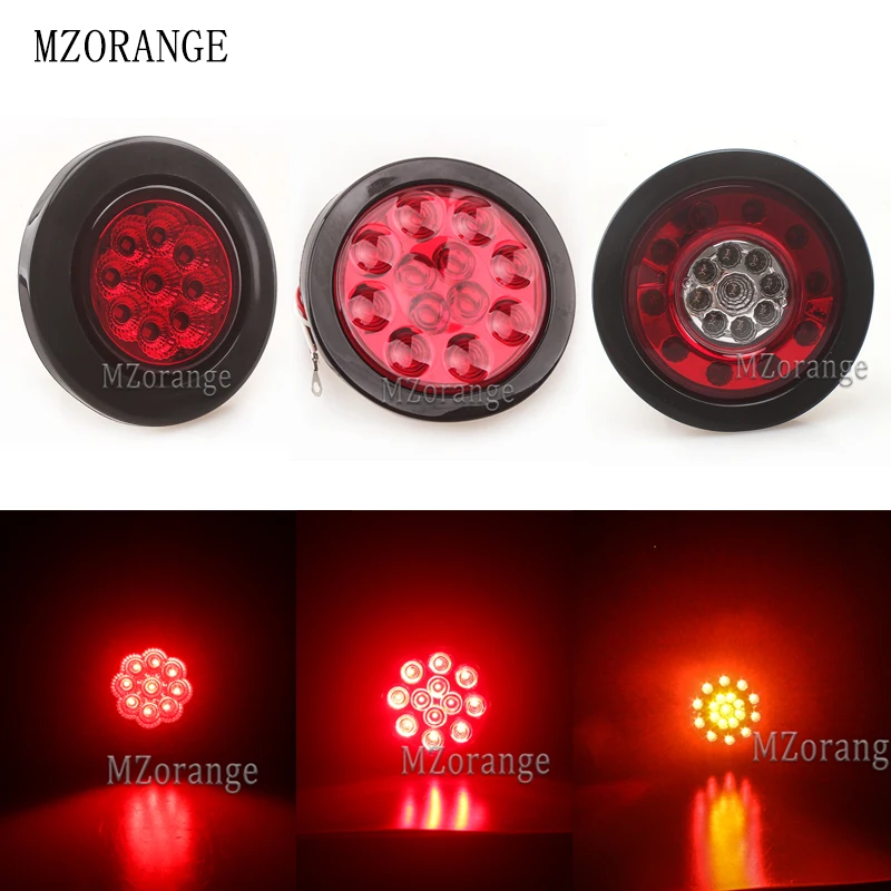 

MZORANGE 2PCS Round LED Red Taillights LED 12V Stop Brake Running Backup Light For Truck Trailers Tail Light