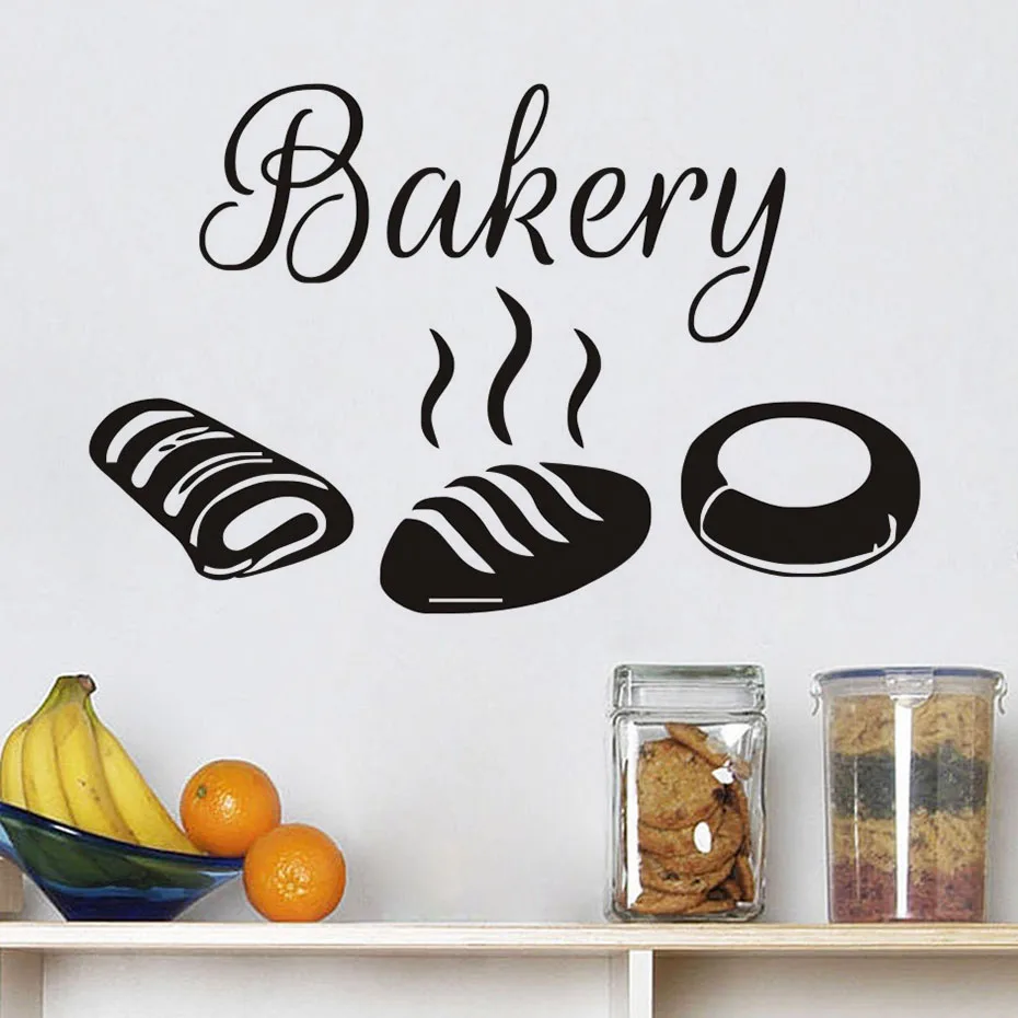 Bakery Kitchen Wall Stickers Decor,Hot Bread Decals Hollow Out Design Vinyl Waterproof Wall Decal Stickers