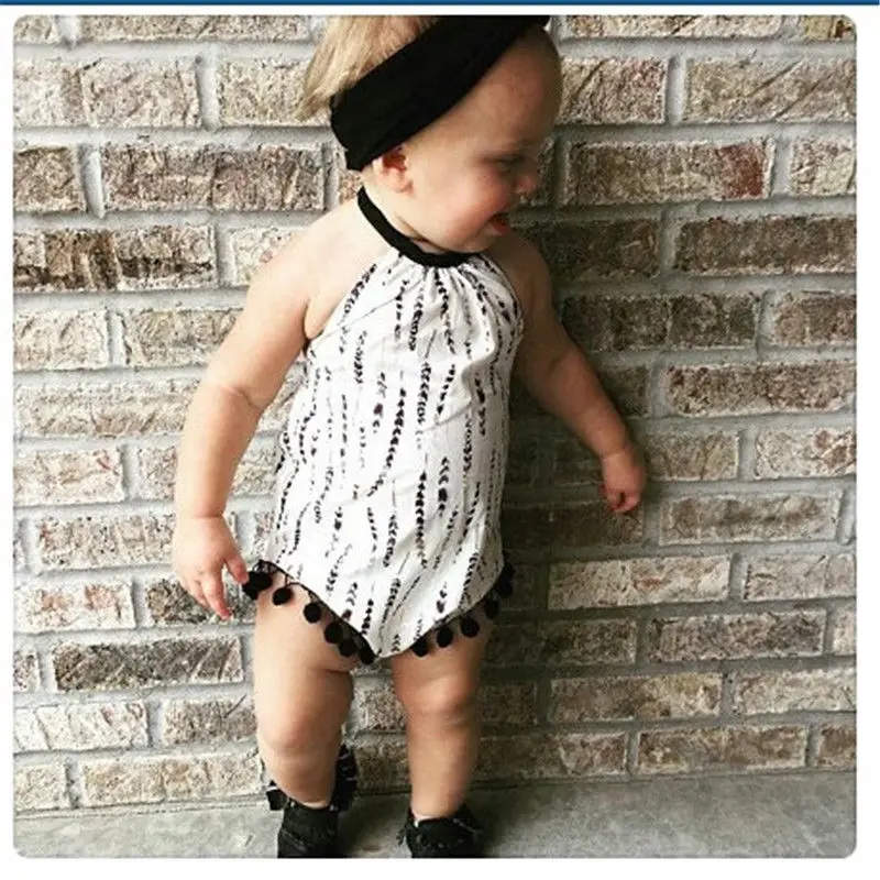 Newborn Infant Girls Branches Bodysuit Babies halter Backless tassel