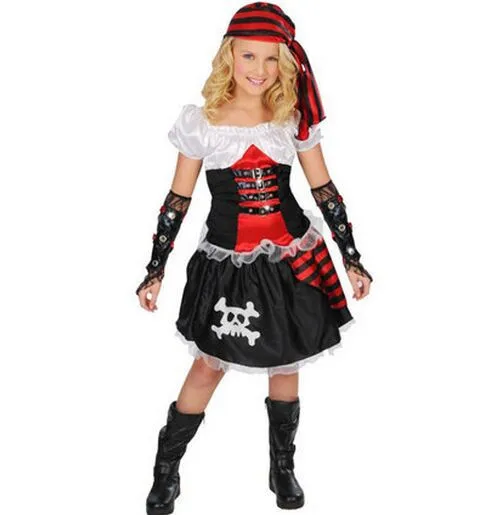 

children's pirate costume for girls carnival costume pirate party supplies pirate clothing skull clothing halloween costumes