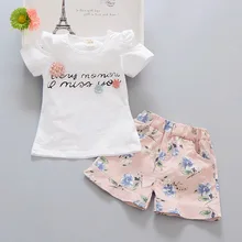 Розничная, детская одежда, футболка и шорты с цветочным рисунком комплект для девочек, летние комплекты из 2 предметов для маленьких девочек, LKC003