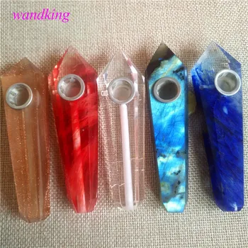 

9-10cm Natural Aventurine+amethyst+ labradorite crystal pipe Smoking