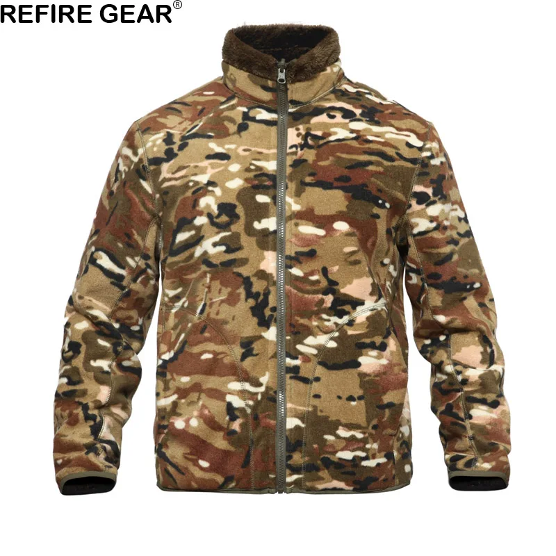 ReFire Gear камуфляжная Двусторонняя флисовая куртка для мужчин зимняя термальная