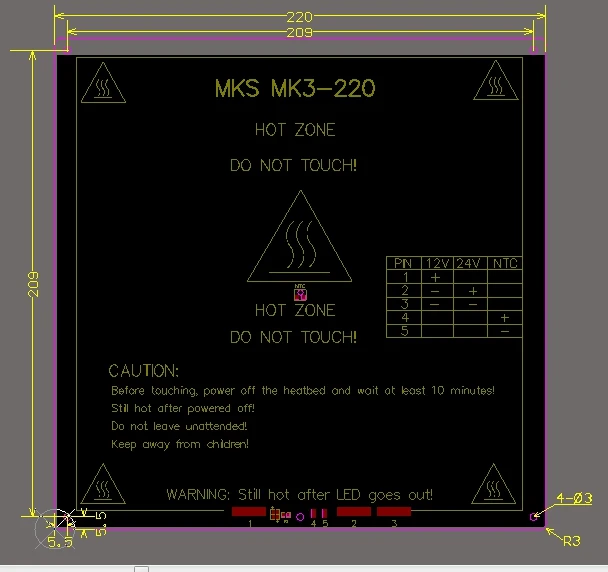 Обновлено, высокая температура 120 градусов 220*220*3 мм 3d принтер алюминиевый MK3 heatкровать двойной мощности Тепло Кровать Alu Горячая кровать для Hypercube