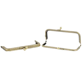 

10Pcs Vintage Bronze Tone Clutch Coins Purse Rectangle Frame Kiss Clasps Buckle Lock Handbag Handle 12.5x6.6cm