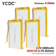 1/2/4x Li Po Li-ion Batteries Lithium Polymer Battery 3 7 V Lipo Li Ion Rechargeable Lithium-ion 6060100 5000mAh Bateria Replace replacement 3 7v 1800mah li ion batteries for lg optimus 4x hd p880 f160 2 pcs
