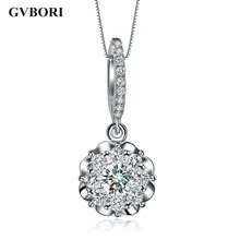 GVBORI подвеска из белого золота 18 К с натуральным бриллиантом для женщин изысканное украшение на свадьбу/Помолвка Ювелирные изделия с бриллиантами