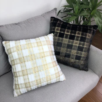 

New Plush Pillowcase Soft wool Gold Silver Furry Cushion Cover Square Waist Throw Pillow Cover Gifts Faux Fur