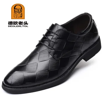

2020 New Men's Quality Microfiber Leather Shoes Spring Social Shoes Extra Size 37-48 Dress Man Leather Shoes