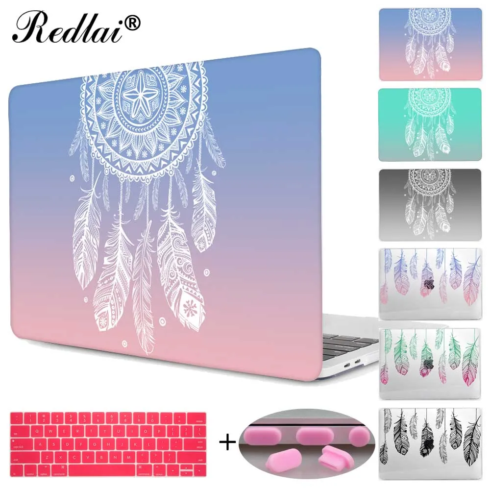 

Redlai Dream Catcher Feather Print Hard Case Cover For New Macbook Pro 13 15 A1989 Touch bar Air Pro Retina 13 15" A1932 Shell