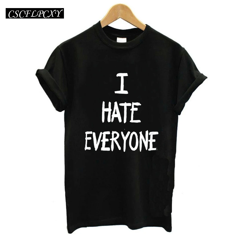 أنا أكره الجميع إلكتروني عارضة قميص أسود الأزياء تصميم جديد طباعة المحملة قميص فام Camiseta موهير قمم حجم كبير أنا أكره الجميع إلكتروني عارضة قميص أسود الأزياء تصميم جديد طباعة المحملة قميص فام Camiseta موهير قمم حجم كبير