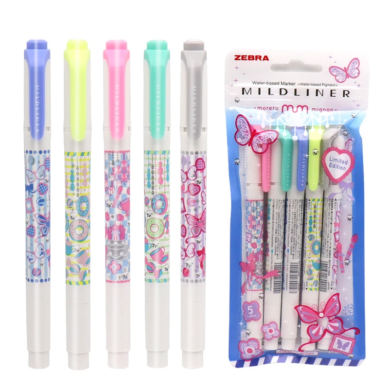 

5pcs/set ZEBRA mildliner Dessert country creative Highlighter cute Student fluorescent markers kawaii bullet journal