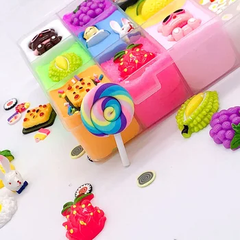 

Toys Funny Kids Cute Cartoon Stress Relieve Plasticine Decoration Gift Art Ten Grids DIY Fluffy Slime Craft Non Toxic