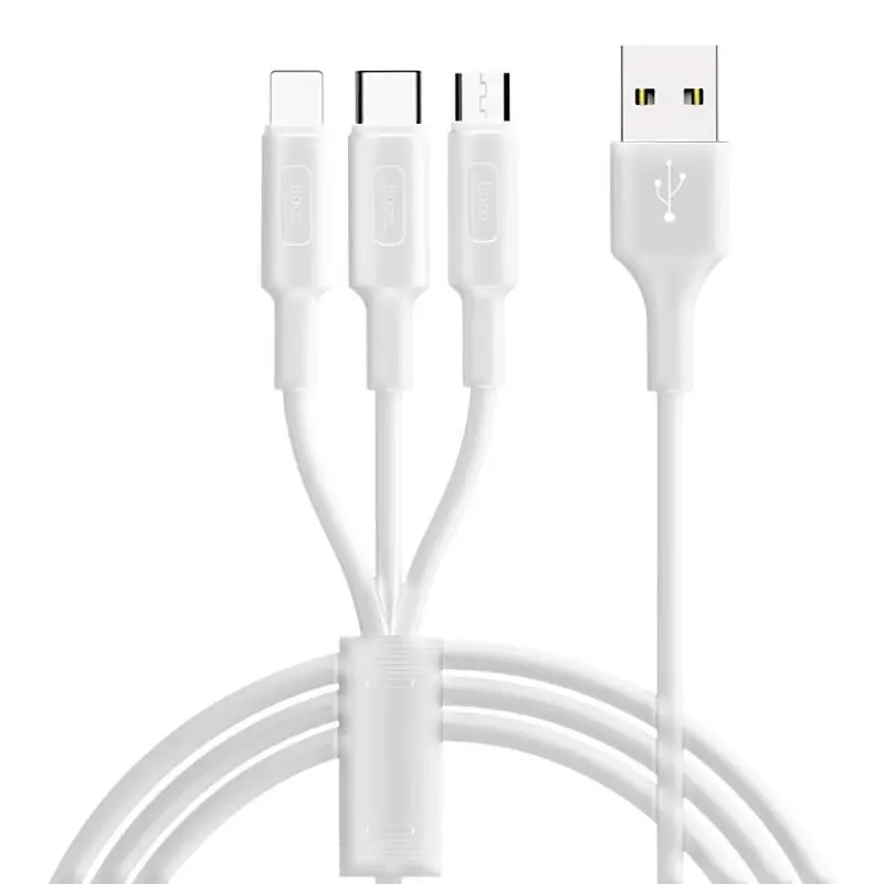 HOCO 1 м 3 в 1 USB зарядное устройство зарядный кабель для iPhone Android телефонов usb type c type-c кабели для мобильных телефонов для iPhone X 8 7 6 горячая распродажа - Цвет: Белый