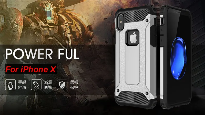 HereCaseStrong Hybrid Tough Shockproof Armor Phone Back Case for iPhone X 8 8 Plus Hard Rugged Impact Phone Protective Cover Funda (2)