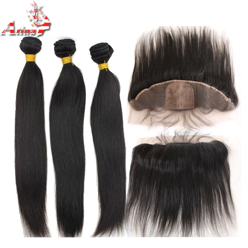 Ear To Ear Silk Base Frontal Closure With bundles Human Hair Straight