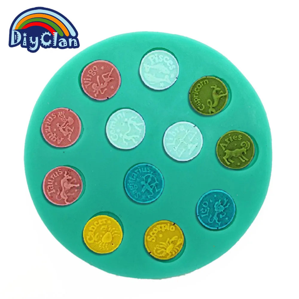 

DIY silicone molds for cake decorating soap fondant mold candy mini 12 constellation chocolate cake mould bakeware F0393XZ35