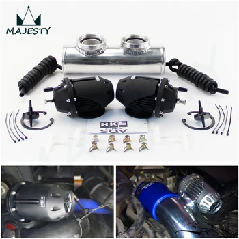 

2X UNIVERSAL TYPE-2 ADJUSTABLE BLOW OFF VALVE BOV+3" DUAL FLANGE PIPE TURBO BK
