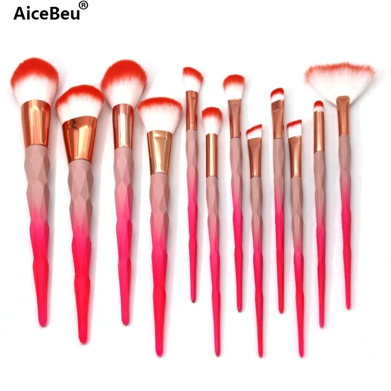 

AiceBeu 7/10/12Pcs Makeup Brushes Set Power Eye Shadow Brow Lip Concealer Fan Beauty Cosmetic Eyes Face Diamond Make Up Brush