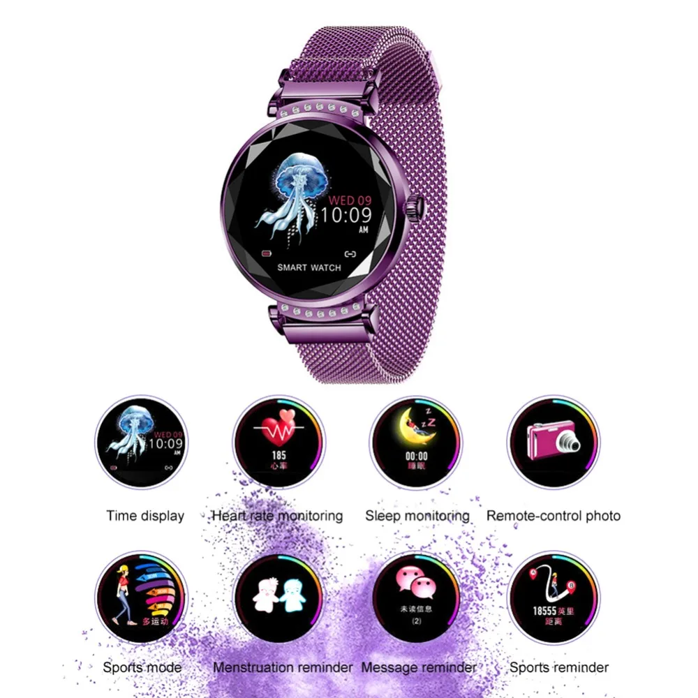 

Women Smart Watch Remote Camera Multifunctional Waterproof Fashion Bracelet Sports Heart Rate Monitor Bluetooth Colorful Display