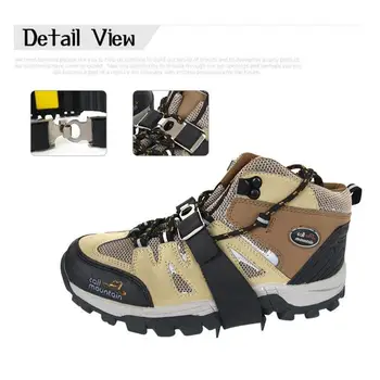 

Mounchain Outdoor Anti - Slip 4-teeth Ribbon Pattern skiing Shoe Covers Unisex Manganese Steel Crampon for skating snow