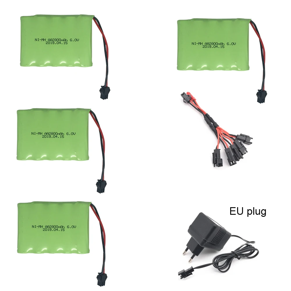 Аккумуляторная батарея 6 V 2800mAh Ni MH с зарядным устройством 5 в 1 набор кабелей для RC