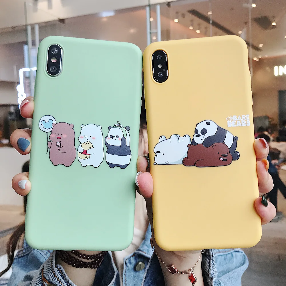 

Cute Yellow Green Japan Style Cartoon Tarepanda Matte Mobile Phone Case For iphone X XR XS MAX Cover For iphone 6S 6 7 8 Plus