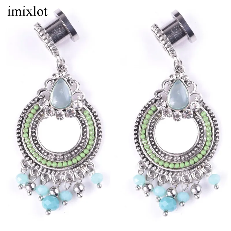 

imixlot 1 PC Ethnic Stainless Steel Pendant Ear Plug & Expander For Women National Wind Auricle Flesh Jewelry Expansion