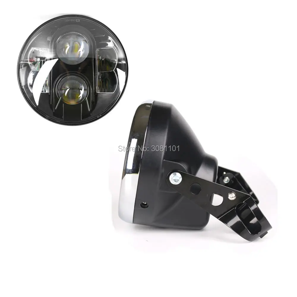 

Set 7" Round Hi/Lo Beam Projector LED Headlight H4 +Plastic Mounting Lamp Housing for 2005-2007 Harley Davidson Softail Deluxe