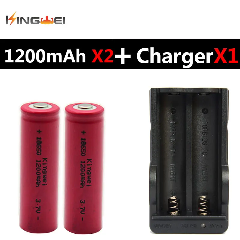 Высококачественные аккумуляторы KingWei 2X18650 1200 мАч 3.7 перезаряжаемые литий-ионные